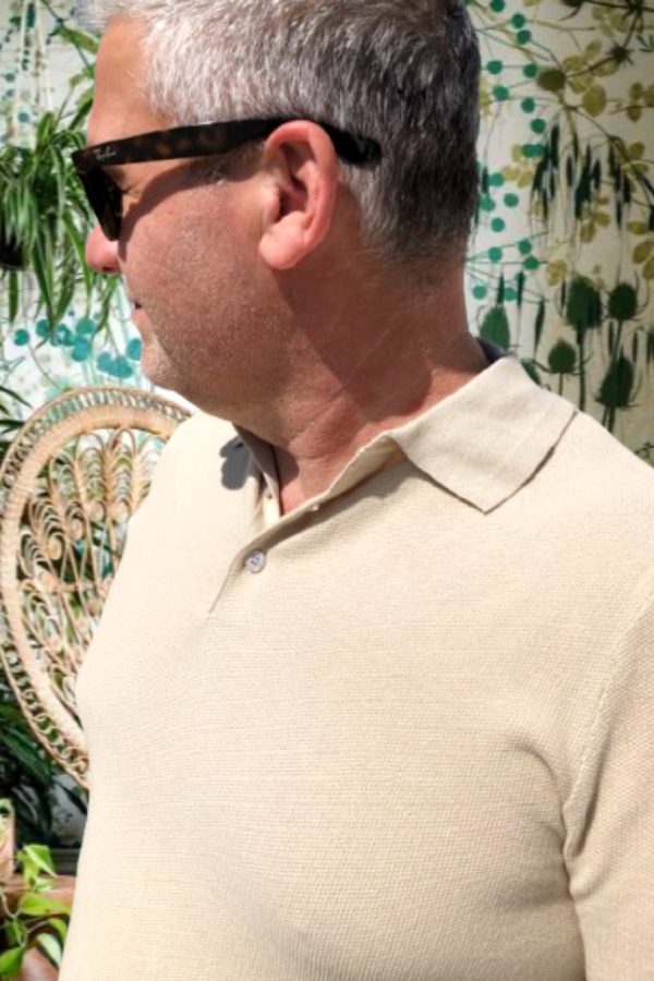 ALBERTO vékony LEN/VISCOSE galléros PÓLÓ