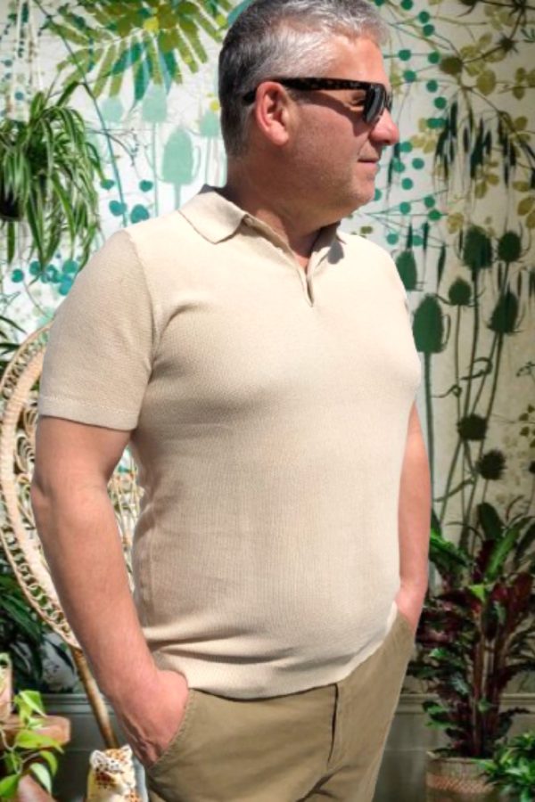 ALBERTO vékony LEN/VISCOSE galléros PÓLÓ