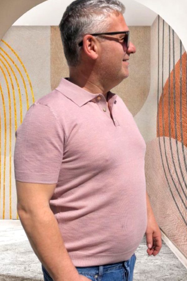 ALBERTO vékony LEN/VISCOSE galléros PÓLÓ