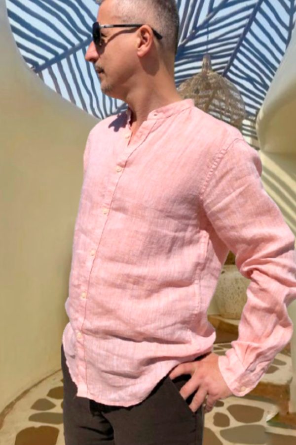 ALESSIO férfi LENVÁSZON ING *salmone*