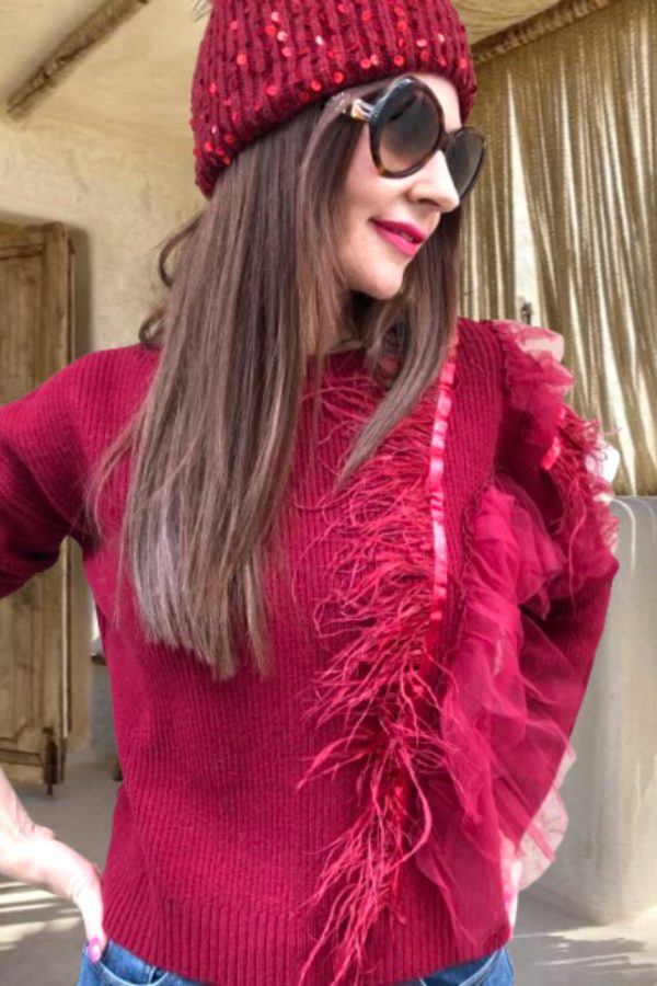 ANNALUNA tüll berakásos KÖTÖTT PULÓVER