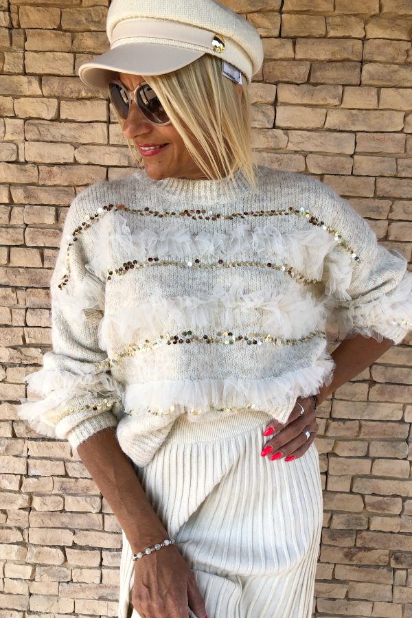 ANNARELLA tüll,-és flitter berakásos KÖTÖTT PULÓVER