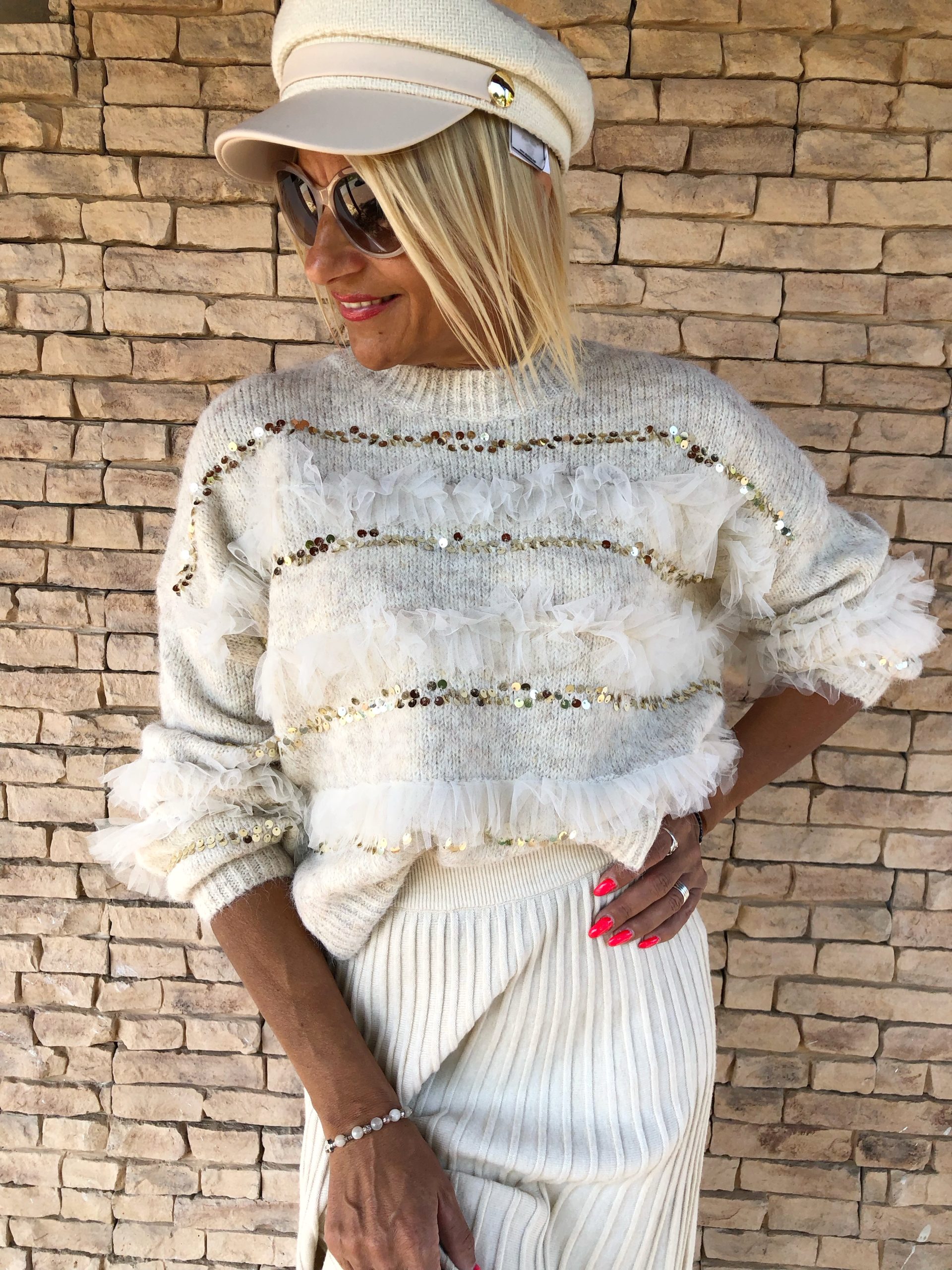 ANNARELLA tüll,-és flitter berakásos KÖTÖTT PULÓVER ANNARELLA tüll,-és flitter berakásos KÖTÖTT PULÓVER