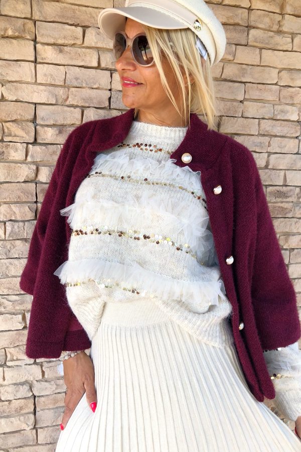 ANNARELLA tüll,-és flitter berakásos KÖTÖTT PULÓVER