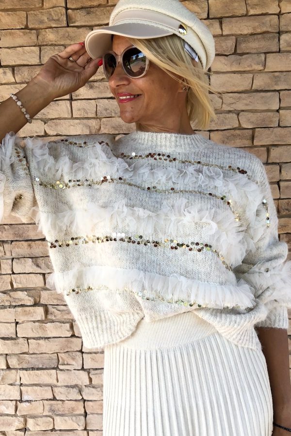 ANNARELLA tüll,-és flitter berakásos KÖTÖTT PULÓVER