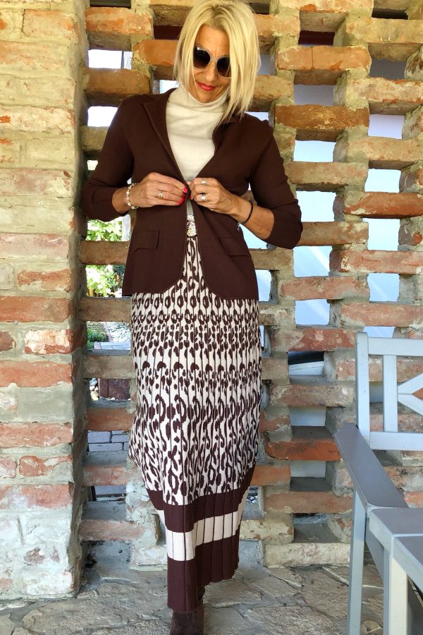 DEBORAH leopárd mintás KÖTÖTT SZOKNYA