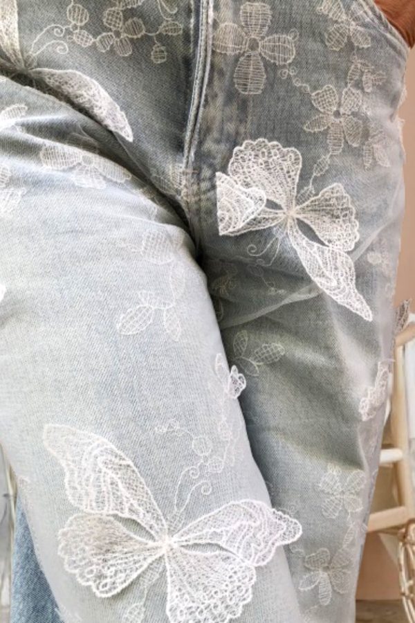 FARFALLA tüll pillangós WIDE LEG FARMERNADRÁG