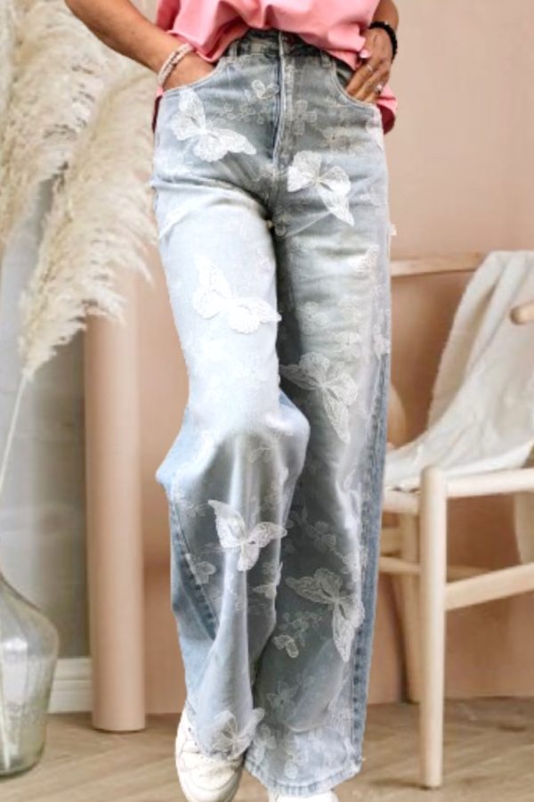 FARFALLA tüll pillangós WIDE LEG FARMERNADRÁG