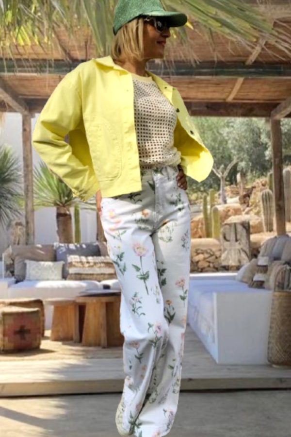 FIORE virágmintás WIDE LEGG FARMERNADRÁG