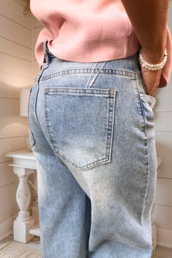 FIRENZE WIDE LEG FARMERNADRÁG lábszárdísszel