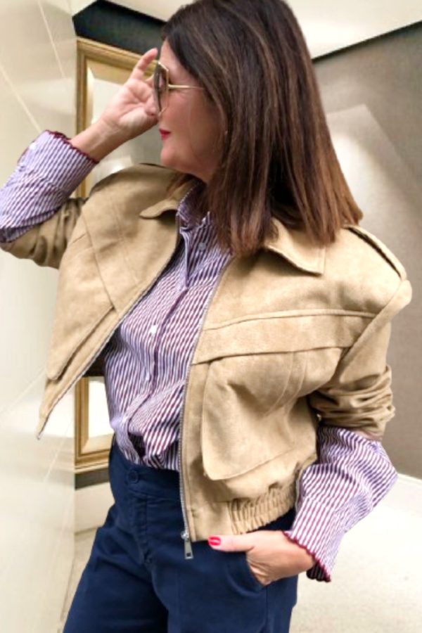 GAIA velúr hatású BOMBER JACKET
