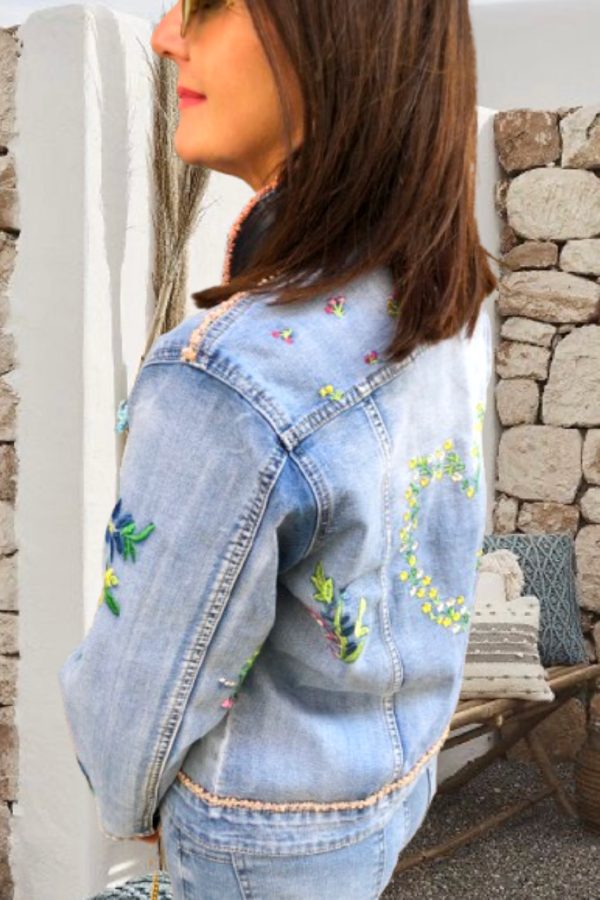 MAISON ONADO hímzett FARMER JACKET gyöngy berakással