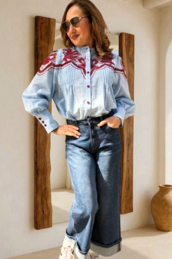 MARCELLA WIDE LEG rövid FARMERNADRÁG