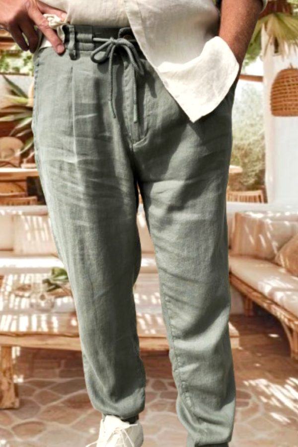 MAX férfi LENVÁSZON NADRÁG gumis derékrésszel