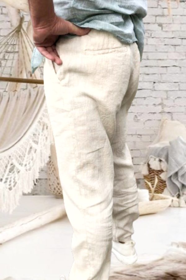 MAX férfi LENVÁSZON NADRÁG gumis derékkal