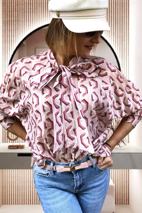 NADA láncmintás LYOCELL BLÚZ masnival