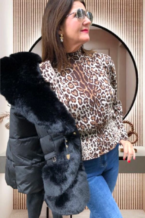 NORINA kötött LEOPÁRD PULCSI