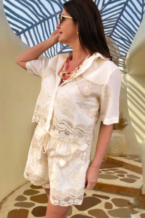 PALMIRA natur SZETT horgolt csipke betéttel